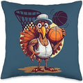 Basketball Kids Thanksgiving Boys Decorations Room Thanksgiving Funny Turkey for Basketball Player Party Decor Throw Pillow, 16x16, Multicolor by Unknown