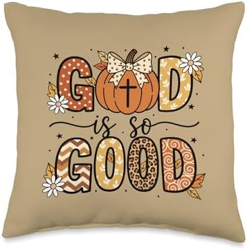 Christian GOD is So Good Autumn Pumpkin Faith Thanksgiving Throw Pillow by Unknown