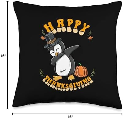 Pilgrim Penguin Happy Thanksgiving Kids Throw Pillow - Image 4