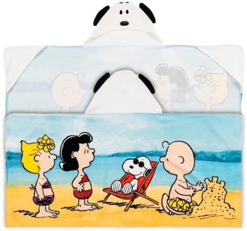 Peanuts Snoopy Kids Super Soft Bath/Pool/Beach Soft Cotton Terry Hooded Towel Wrap, 24 in x 50 in, (Officially Licensed Product) by Franco