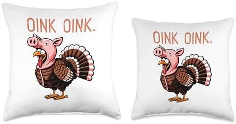 Funny Thanksgiving Turkey in a Pig Disguise OInk Throw Pillow, 18x18, Multicolor - Image 3