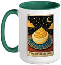 The Deviled Egg Tarot Card Ceramic Mug, Dark Green/White, 15oz by Unknown