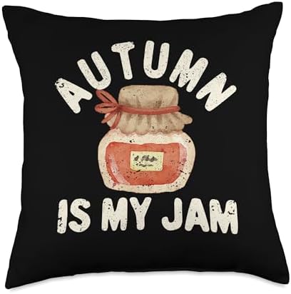 Pumpkin Decor Autumn Foliage Fall Leaves Shirt Autumn is My Jam Funny Fall Season Lover Thanksgiving Throw Pillow, 18x18, Multicolor by Unknown