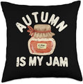 Pumpkin Decor Autumn Foliage Fall Leaves Shirt Autumn is My Jam Funny Fall Season Lover Thanksgiving Throw Pillow, 18x18, Multicolor by Unknown