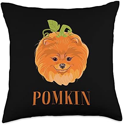Pomkin Pomeranian Pumpkin Halloween Kids Boys Thanksgiving Throw Pillow by Unknown