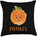 Pomkin Pomeranian Pumpkin Halloween Kids Boys Thanksgiving Throw Pillow by Unknown