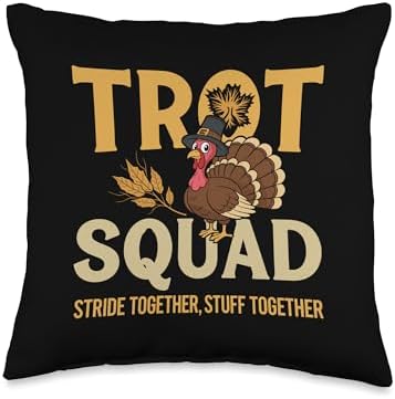 2025 Thanksgiving Trot Squad Holiday Humor Festive Turkey Throw Pillow by Unknown