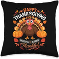 Happy Thanksgiving Turkey Grateful Blessed Grateful Throw Pillow by Unknown