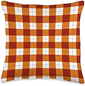 Plaid Pattern Fall Thanksgiving Cozy Autumn Plaid Throw Pillow by Unknown