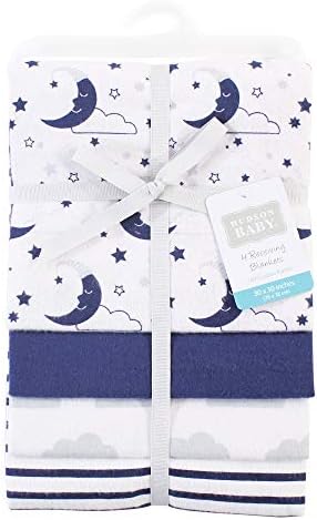 Hudson Baby Unisex Baby Cotton Flannel Receiving Blankets, Moon, One Size - Image 2