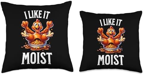 I Like it Moist Thanksgiving Dirty Funny Turkey Men Women Throw Pillow - Image 3