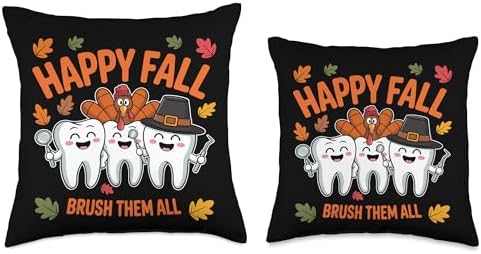 Thanksgiving Tooth Turkey Dentist Dental Throw Pillow - Image 3