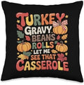 Turkey Gravy Beans and Rolls Family Thanksgiving 2026 Dinner Throw Pillow by Unknown