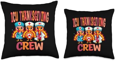 ICU Crew Thanksgiving Nurse Doctor Fall Intensive Care Unit Throw Pillow - Image 3