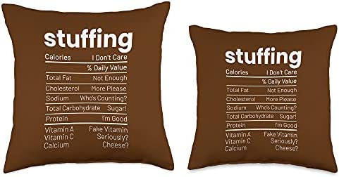 Stuffing Nutrition Facts Thanksgiving Nutrition Facts Brown Throw Pillow - Image 3