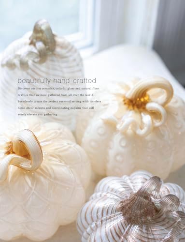 Boston International Handblown Art Glass Pumpkin Thanksgiving Halloween Decorations for Home, Medium, Butter Diamond - Image 3