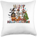 halloween thanksgiving christmas hallothanksmas Skeletons Throw Pillow by Unknown