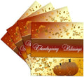 3dRose 777images Designs Holidays - Thanksgiving Blessings, Fall Background and Pumpkins - Set of 4 Ceramic Tile Coasters (CST_165726_3) by 3dRose