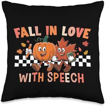 Fall In Love With Speech Teacher Thanksgiving Throw Pillow by Unknown