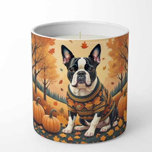 Caroline's Treasures DAC1024CDL Boston Terrier Fall Decorative Soy Candle Nature Soy Wax Essential Oil Home Decor Ideal for Bedroom Kitchen Bath Office Gift, 10 oz - Image 4