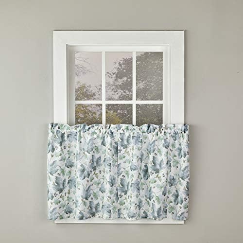 SKL Home Harvest Falling Leaves Tier Curtain Pair, 57X36, Blue by SKLHomebySaturdayKnightLtd