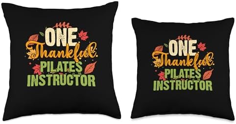 Thanksgiving Holiday Gifts and Designs One Thankful Pilates Instructor Thanksgiving Throw Pillow, 16x16, Multicolor - Image 3
