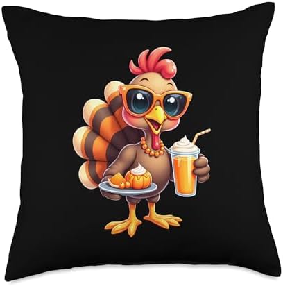Thanksgiving Turkey with Sunglasses Girls and Women Throw Pillow by Unknown