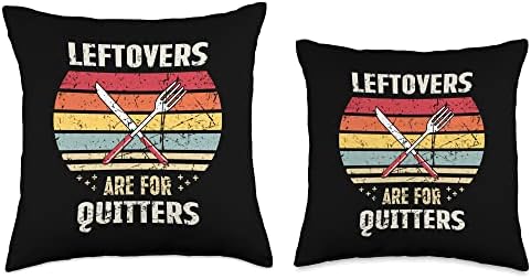 Leftovers Are For Quitters Funny Retro Thanksgiving Vintage Throw Pillow - Image 3