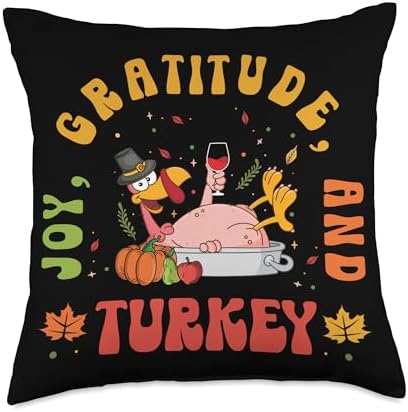 Happy Thanksgiving Day Celebration Turkey Throw Pillow by Unknown