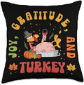Happy Thanksgiving Day Celebration Turkey Throw Pillow by Unknown