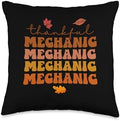 Fall Leaves Vintage Thankful Mechanic Thanksgiving Day Throw Pillow by Unknown