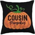 Funny Halloween Costume Holiday Party Store Cousin Pumpkin Funny Halloween Family Costume Thanksgiving Throw Pillow, 18x18, Multicolor by Unknown