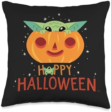 Star Wars The Mandalorian Grogu Happy Halloween Throw Pillow