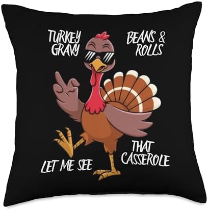 Turkey Gravy Beans And Rolls Casserole Funny Thanksgiving Throw Pillow by Unknown