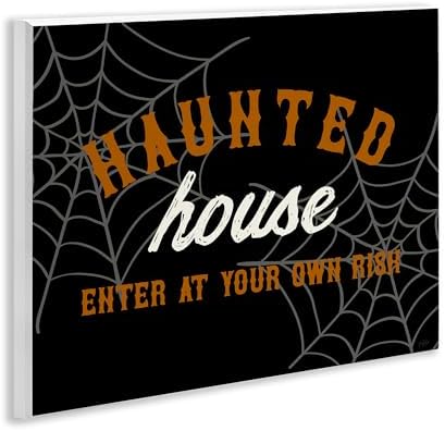 Haunted House Warning Horror, 11 x 14 Inch Mounted Print on Wall Plaque