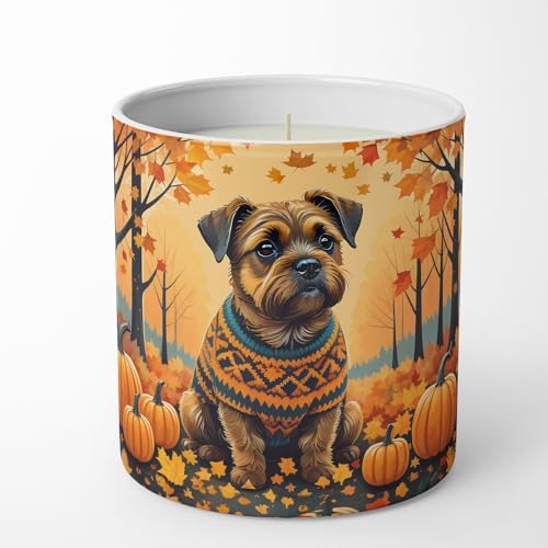 Caroline's Treasures DAC1023CDL Border Terrier Fall Decorative Soy Candle Nature Soy Wax Essential Oil Home Decor Ideal for Bedroom Kitchen Bath Office Gift, 10 oz by CarolinesTreasures