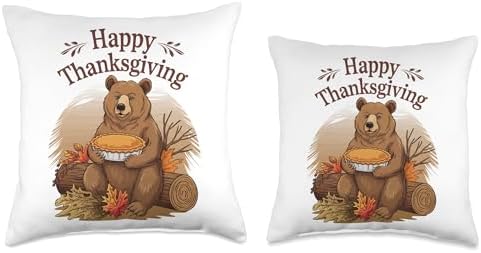 Happy Thanksgiving Bear Throw Pillow - Image 3