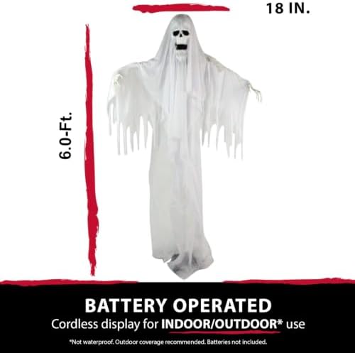 Haunted Hill Farm 6.0-Ft. Life-Size Talking Ghost Halloween Animatronic