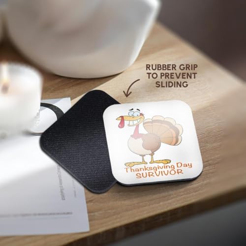 3dRose LLC cst_118709_2 Soft Coasters, "Funny Thanksgiving Day Survivor Turkey", Set of 8 - Image 4