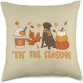 Tis The Season Labrador Retriever Fall Autumn Pumpkin Coffee Throw Pillow by Unknown
