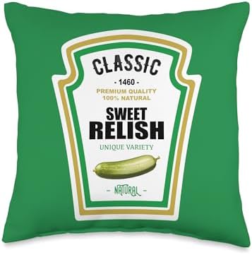 Sweet Relish DIY Halloween Costume Condiment Green Pickle Throw Pillow