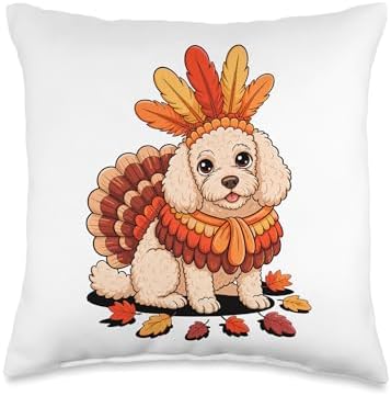 Thanksgiving Turkey Poodle Poodles Throw Pillow by Unknown