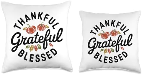 Thankful Grateful Blessed, Friendsgiving Thanksgiving Throw Pillow - Image 3