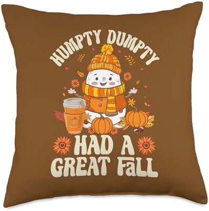 Humpty Dumpty Had A Great Fall Happy Fall Y'all Thanksgiving Throw Pillow by Unknown