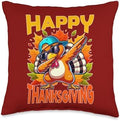 Dabbing Gobble Till You Wobble Thanksgiving Cool Turkey Throw Pillow by Unknown