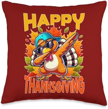 Dabbing Gobble Till You Wobble Thanksgiving Cool Turkey Throw Pillow by Unknown