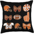Thanksgiving Fall Game Day Coquette Bow Football for Women Throw Pillow by Unknown