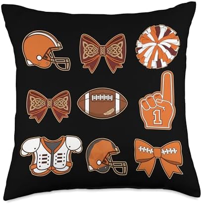 Thanksgiving Fall Game Day Coquette Bow Football for Women Throw Pillow by Unknown