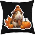 Autumn Fall Guinea Pig Owner Pet Lover Thanksgiving Pumpkin Throw Pillow by Unknown