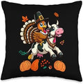 Thanksgiving Turkey Riding Cow Costume Kids Toddlers Throw Pillow by Unknown